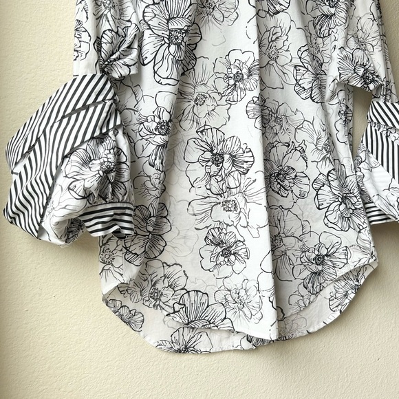 Silvia Tcherassi Black White Frames Jessica Floral Blouse Sz XS - Picture 5 of 11